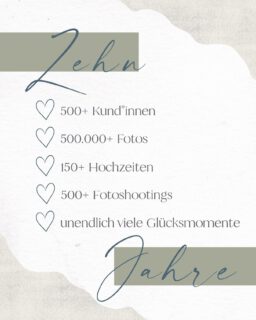10 Jahre 🎉

Wenn ich diese Zahlen sehe, fühlt es sich ehrlich gesagt ein bisschen unwirklich an… 🥹 

Weit über 500 Kund*innen, die mir ihr Vertrauen geschenkt haben und unzählige Menschen, die ich insgesamt fotografieren durfte. Über 150 Hochzeiten voller Liebe, Aufregung und echter Emotionen. So viele Familien, die ich ein Stück ihres Weges begleiten durfte. ❤️

Und hinter jedem einzelnen dieser 500.000+ Bilder steckt ein Moment, der nie wieder genau so zurückkommt.🥲🥰

Genau das ist es, was ich an meiner Arbeit liebe: 
Nicht perfekte Fotos – sondern echte Erinnerungen.❤️ 

Erinnerungen, die bleiben und irgendwann unbezahlbar sind. ❤️

Danke, dass ich eure Geschichten festhalten darf ❤️

_________________________________
Ann-Christin Wegmann Fotografie
Anfragen über www.annchristinbert.de

FAMILIENFOTOGRAFIN
HOCHZEITSFOTOGRAFIN
VECHTA